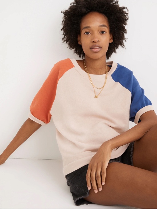 Madewell Tops - Madewell Short Sleeve Sweatshirt in Colorblock